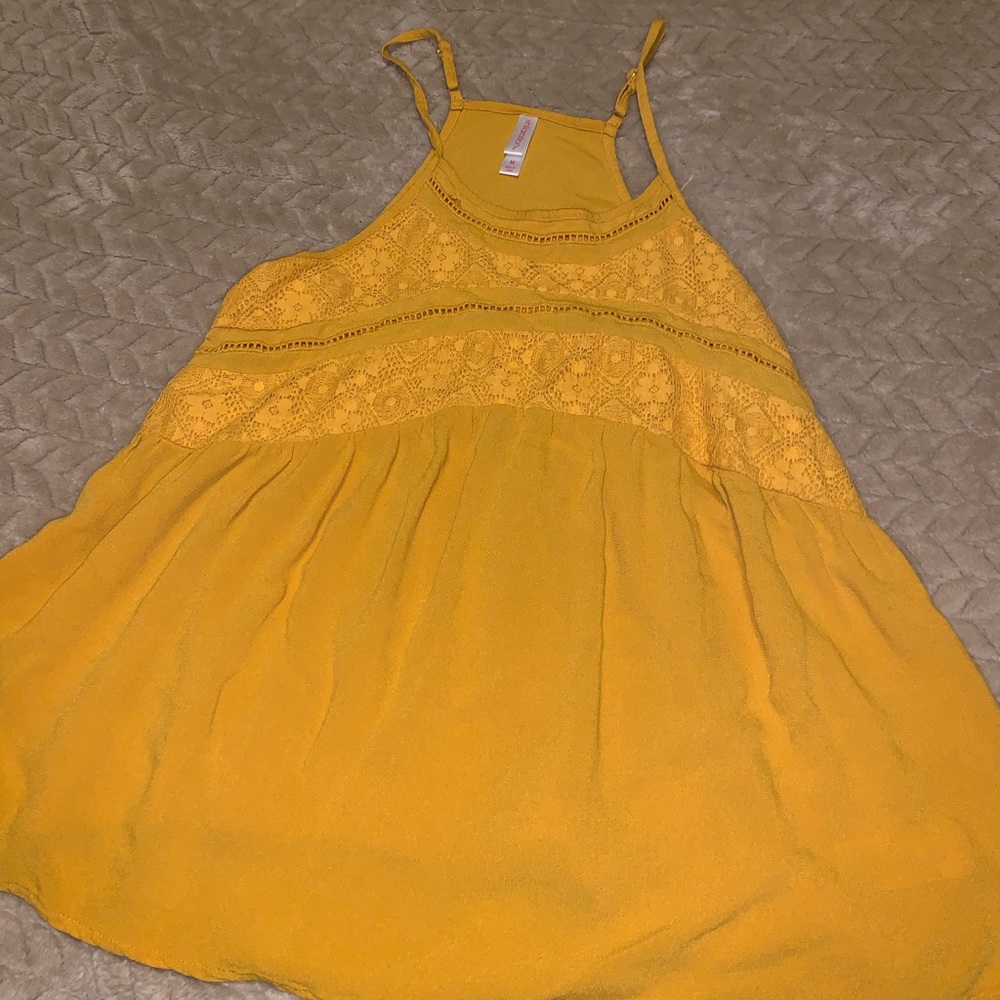 Mustard yellow lace tank top